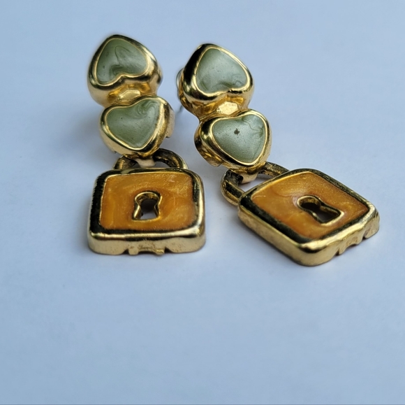 Vintage cold heart and lock earrings - Picture 3 of 3